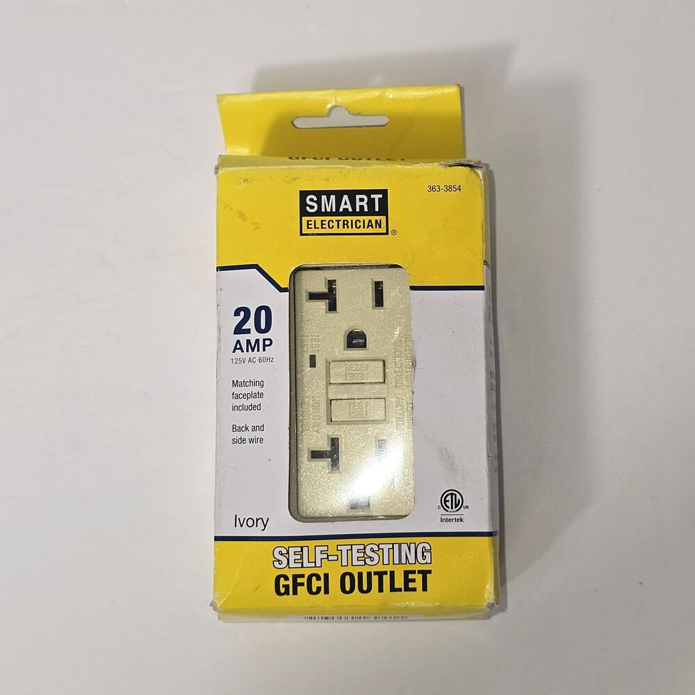 Smart Electrician 20 Amp GFCI Outlet Ivory Self-Testing 125V 363-3854 OPEN BOX - Picture 2 of 6